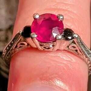 Tacori ring - 1 ct ruby with black diamonds (platinum)